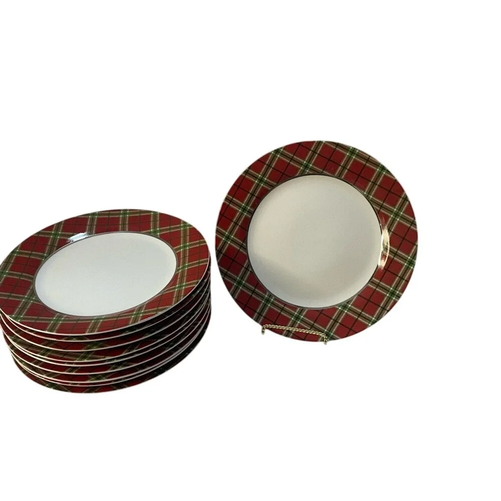 Red Tartan Plaid Classic Tidings 2010 Retired Target‎ Replacement Plate Preowned